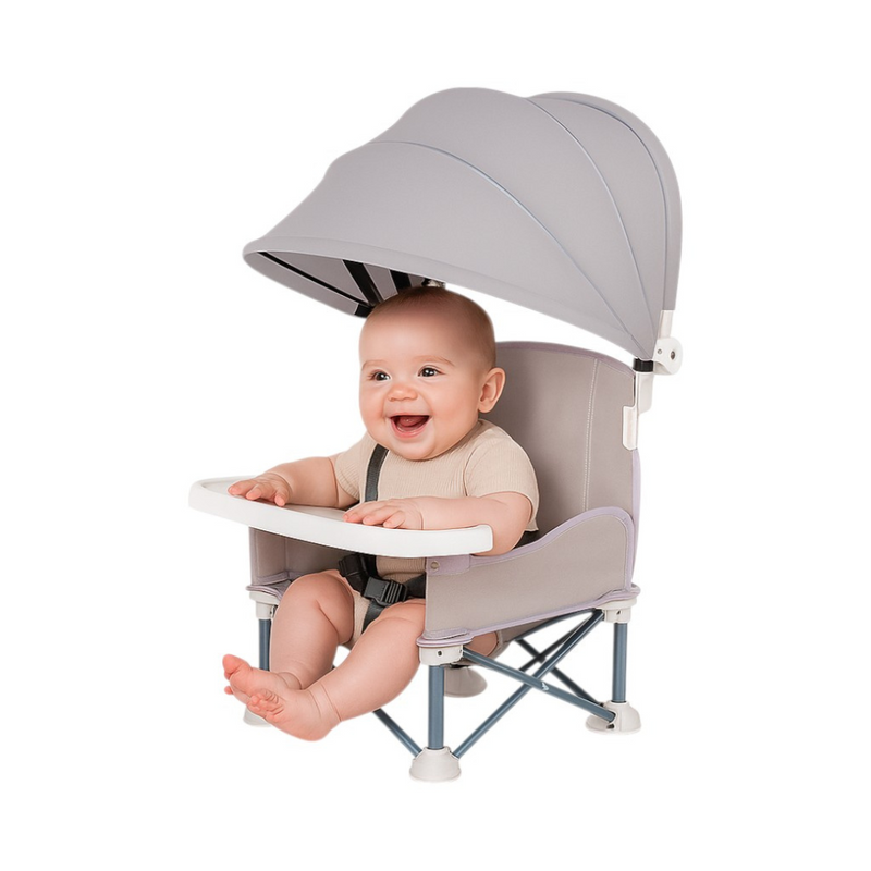 Chaise Bébé Portable avec Parasol et Plateau