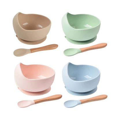Set Bol en Silicone avec Cuillère Bois